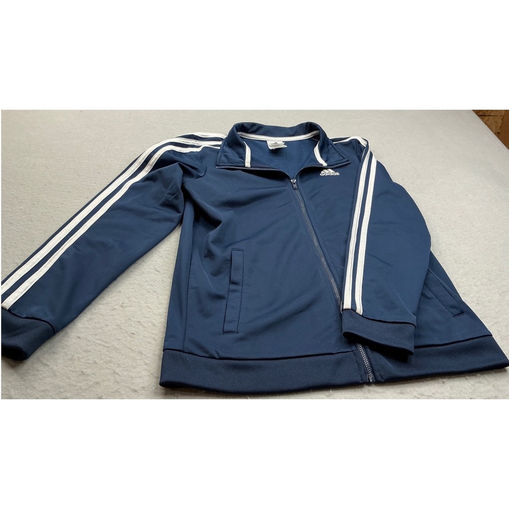 Adidas Track Jacket Navy Blue 3-Stripe Full Zip Youth L 14/16 AP5411 Athletic